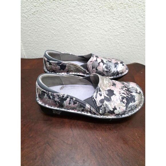 Alegria Debra Clog Leather Pink/Black Floral Slip-On Shoes Size 38 US 8 - Picture 3 of 9